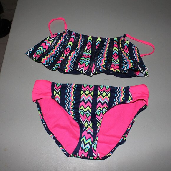 Multi Color 2 Pcs Justice Bikini Swimsuit Size 14 - Picture 1 of 11